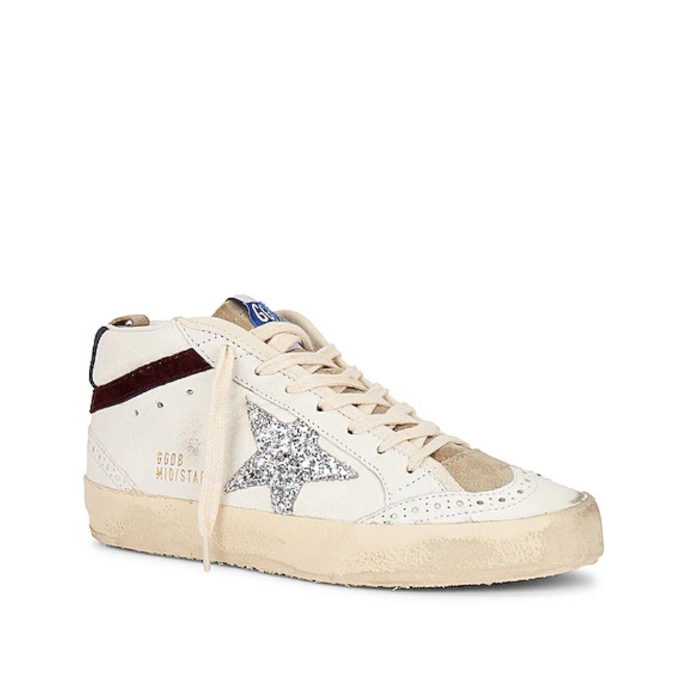 Golden Goose Cream and Silver Sneakers